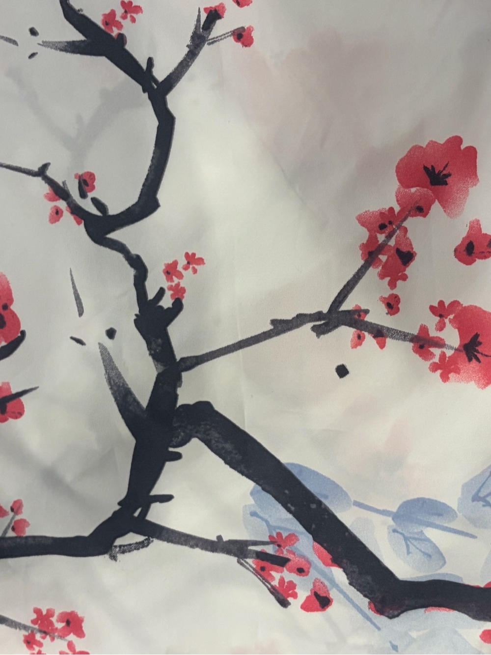 Floral Blossom Printed Shower Curtain - Pink/Blue Black